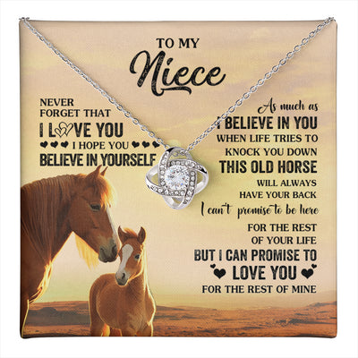 Love Knot Necklace 14K White Gold Finish | 1 | Personalized To My Niece Necklace From Aunt Uncle This Old Horse Love You Niece Birthday Gifts Jewelry Graduation Christmas Customized Gift Box Message Card | teecentury