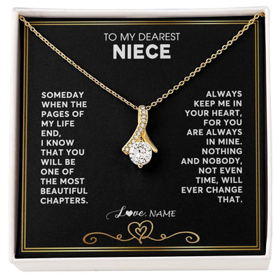 Alluring Beauty Necklace 18K Yellow Gold Finish | 1 | Personalized To My Niece Necklace From Aunt Uncle When The Pages Of My Life End Niece Birthday Graduation Christmas Pendant Customized Gift Message Card | teecentury