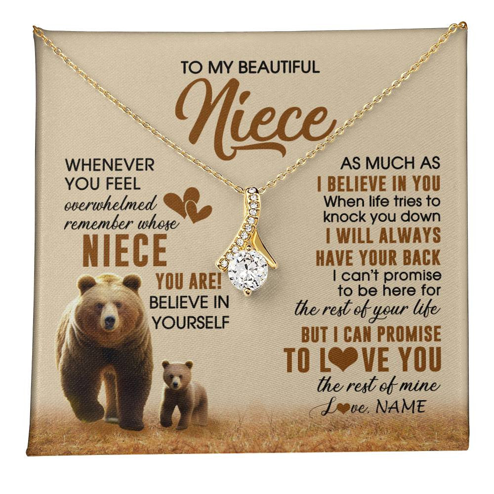 Alluring Beauty Necklace 18K Yellow Gold Finish | 1 | Personalized To My Niece Necklace From Aunt Uncle Whenever You Feel Bear Niece Birthday Gifts Gifts Graduation Christmas Customized Gift Box Message Card | teecentury