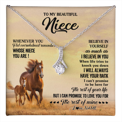 Alluring Beauty Necklace 14K White Gold Finish | 1 | Personalized To My Niece Necklace From Aunt Uncle Whenever You Feel Horse Niece Birthday Gifts Jewelry Graduation Christmas Customized Gift Box Message Card | teecentury