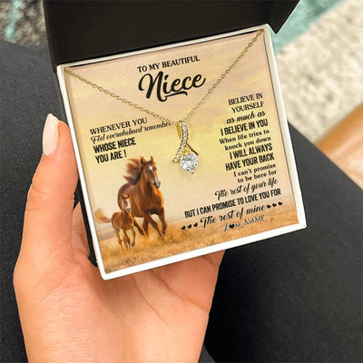 Alluring Beauty Necklace 18K Yellow Gold Finish | 2 | Personalized To My Niece Necklace From Aunt Uncle Whenever You Feel Horse Niece Birthday Gifts Jewelry Graduation Christmas Customized Gift Box Message Card | teecentury
