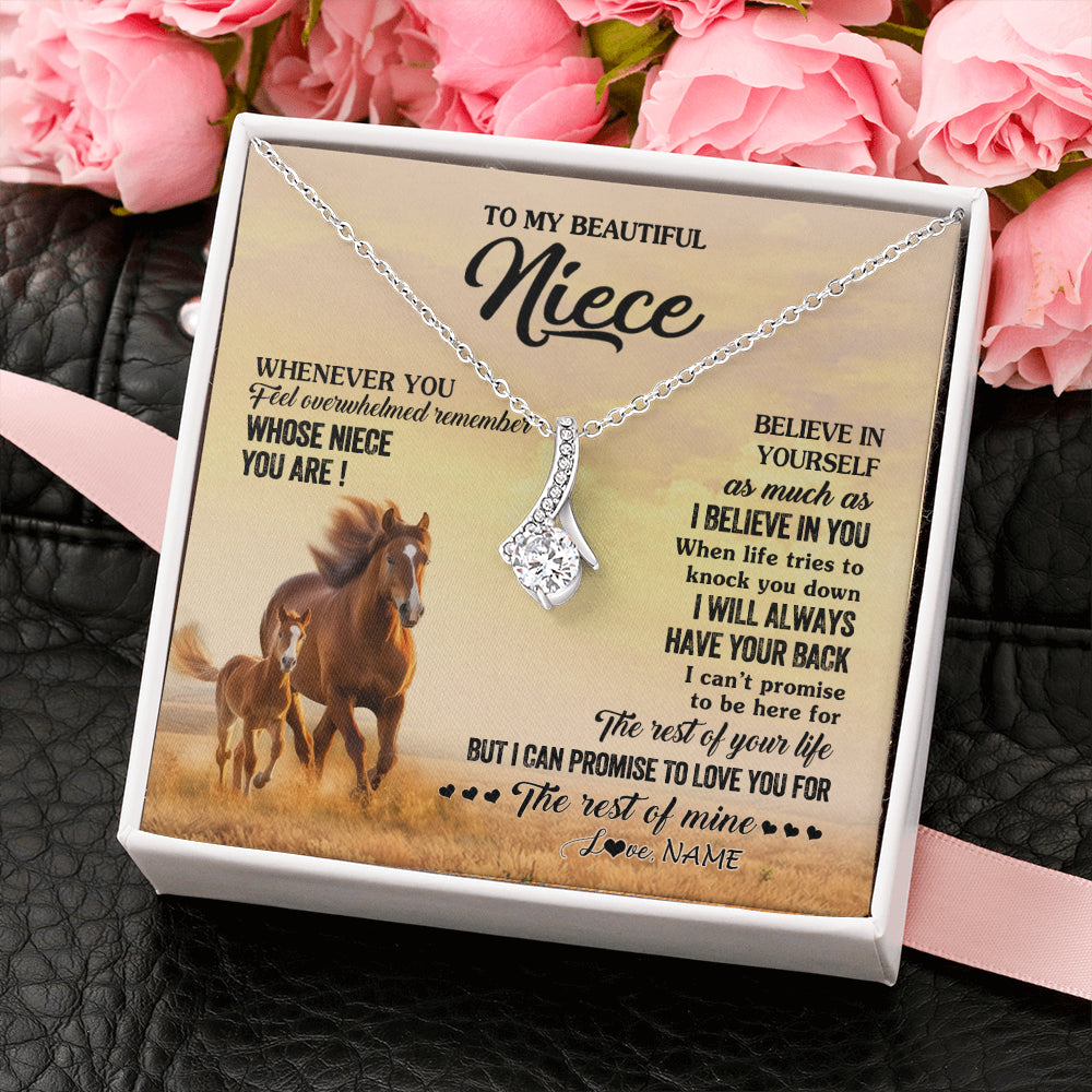 Alluring Beauty Necklace 14K White Gold Finish | 2 | Personalized To My Niece Necklace From Aunt Uncle Whenever You Feel Horse Niece Birthday Gifts Jewelry Graduation Christmas Customized Gift Box Message Card | teecentury