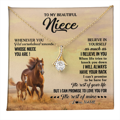 Alluring Beauty Necklace 18K Yellow Gold Finish | 1 | Personalized To My Niece Necklace From Aunt Uncle Whenever You Feel Horse Niece Birthday Gifts Jewelry Graduation Christmas Customized Gift Box Message Card | teecentury