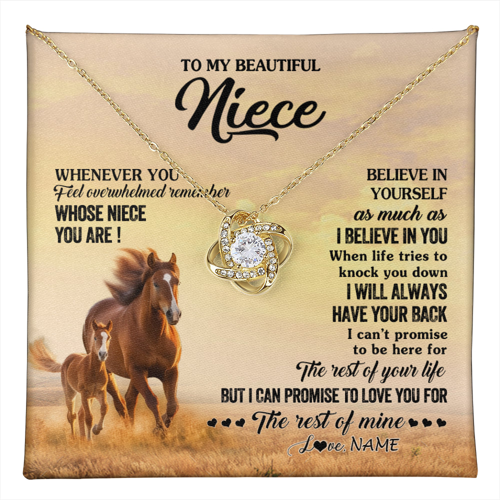 Love Knot Necklace 18K Yellow Gold Finish | 1 | Personalized To My Niece Necklace From Aunt Uncle Whenever You Feel Horse Niece Birthday Gifts Jewelry Graduation Christmas Customized Gift Box Message Card | teecentury