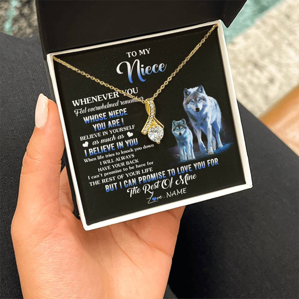 Alluring Beauty Necklace 18K Yellow Gold Finish | 2 | Personalized To My Niece Necklace From Aunt Uncle Whenever You Feel Wolf Niece Birthday Gifts Jewelry Graduation Christmas Customized Gift Box Message Card | teecentury