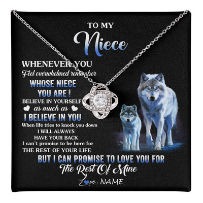 Love Knot Necklace 14K White Gold Finish | 1 | Personalized To My Niece Necklace From Aunt Uncle Whenever You Feel Wolf Niece Birthday Gifts Jewelry Graduation Christmas Customized Gift Box Message Card | teecentury