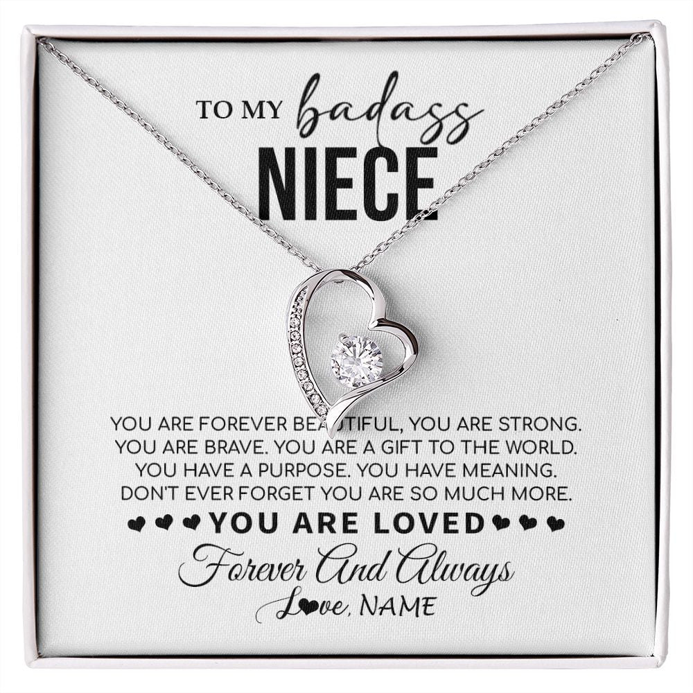 Forever Love Necklace | Personalized To My Niece Necklace From Aunt Uncle You Are Forever Beautiful Niece Birthday Graduation Christmas Customized Gift Box Message Card | teecentury