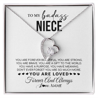Forever Love Necklace | Personalized To My Niece Necklace From Aunt Uncle You Are Forever Beautiful Niece Birthday Graduation Christmas Customized Gift Box Message Card | teecentury