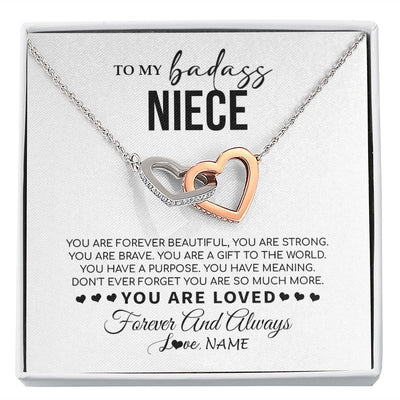 Interlocking Hearts Necklace | Personalized To My Niece Necklace From Aunt Uncle You Are Forever Beautiful Niece Birthday Graduation Christmas Customized Gift Box Message Card | teecentury