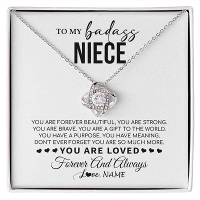 Love Knot Necklace | Personalized To My Niece Necklace From Aunt Uncle You Are Forever Beautiful Niece Birthday Graduation Christmas Customized Gift Box Message Card | teecentury
