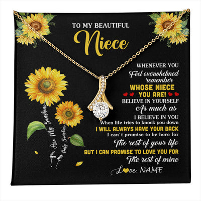 Alluring Beauty Necklace 18K Yellow Gold Finish | 1 | Personalized To My Niece Necklace From Aunt Whenever You Feel Sunflower Niece Birthday Gifts Jewelry Graduation Christmas Customized Gift Box Message Card | teecentury
