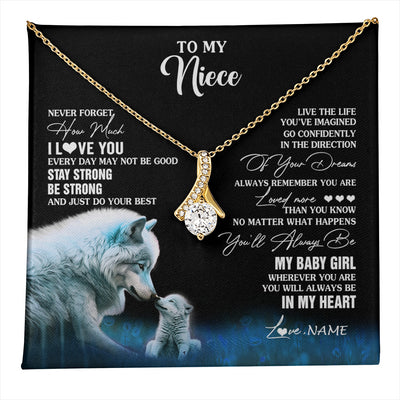 Alluring Beauty Necklace 18K Yellow Gold Finish | 1 | Personalized To My Niece Necklace From Aunt Wolf Never Forget How Much I Love You Niece Birthday Gifts Jewelry Christmas Customized Gift Box Message Card | teecentury