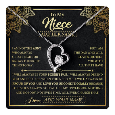 Forever Love Necklace 14K White Gold Finish | 1 | Personalized To My Niece Necklace From Aunt Your Biggest Fan Birthday Gifts For Niece Gifts Graduation Christmas Jewelry Customized Gift Box Message Card | teecentury.myshopify