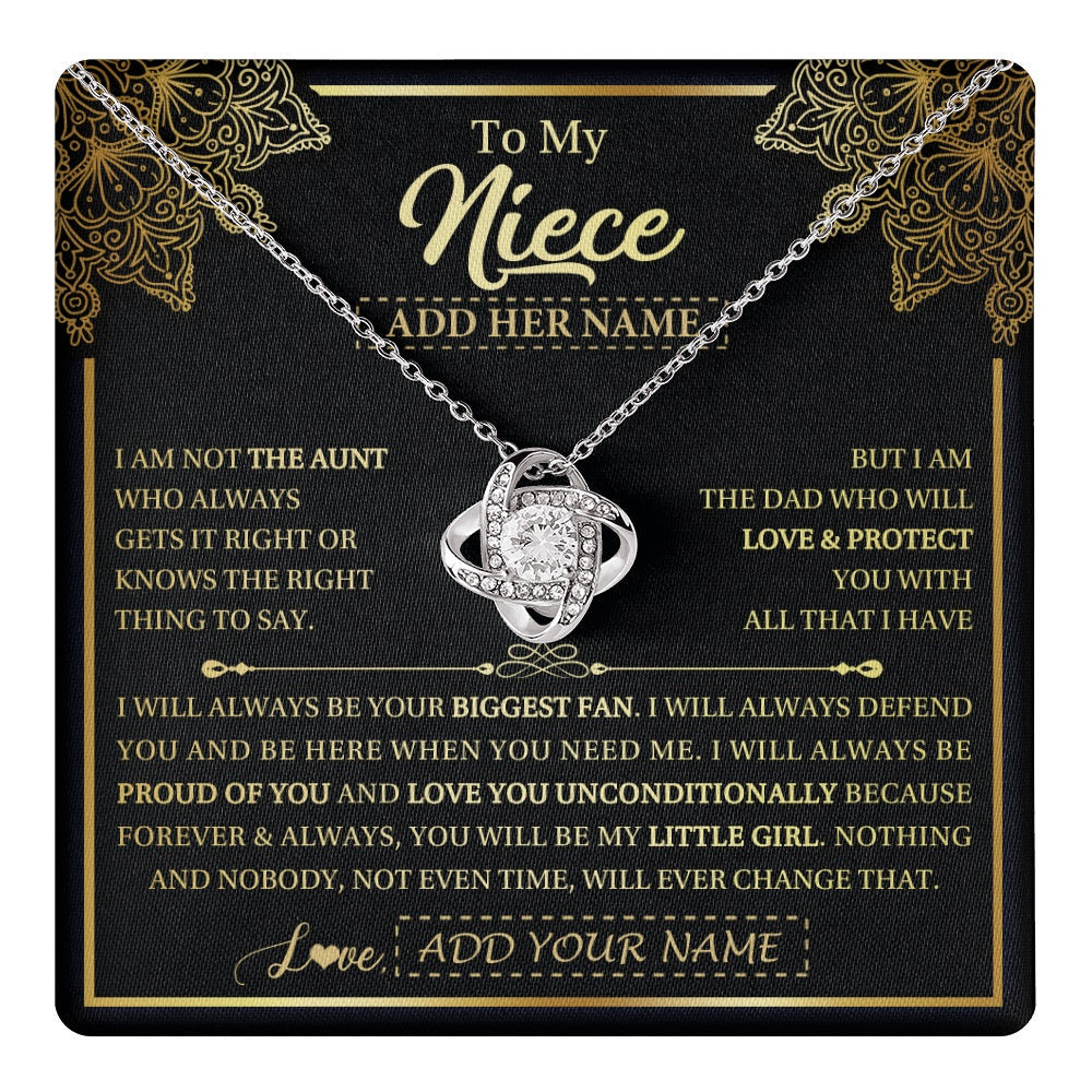Love Knot Necklace 14K White Gold Finish | 1 | Personalized To My Niece Necklace From Aunt Your Biggest Fan Birthday Gifts For Niece Gifts Graduation Christmas Jewelry Customized Gift Box Message Card | teecentury.myshopify