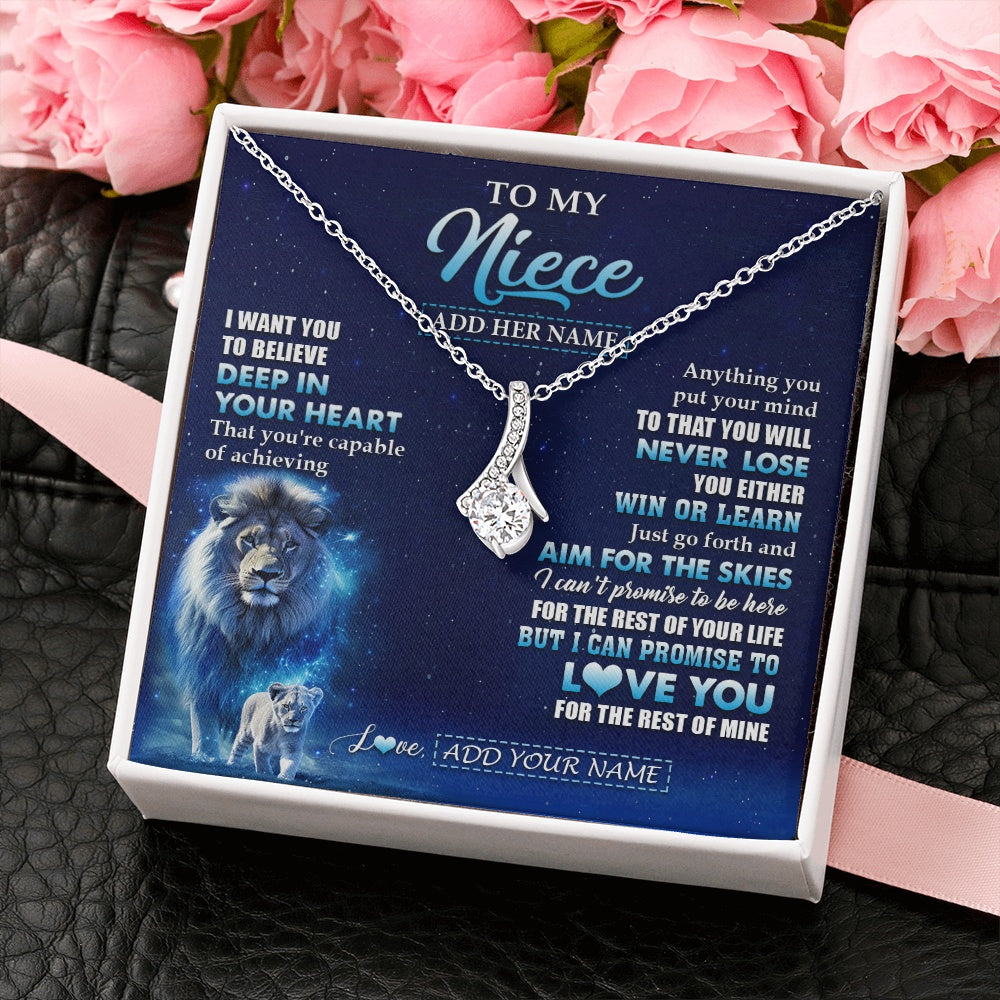 Alluring Beauty Necklace 14K White Gold Finish | 2 | Personalized To My Niece Necklace From Uncle Believe Your Heart Niece Gift Birthday Graduation Christmas Customized Gift Box Message Card | teecentury.myshopify