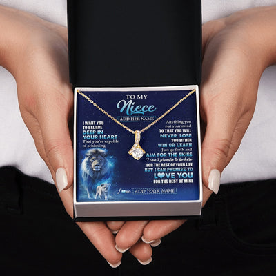 Alluring Beauty Necklace 18K Yellow Gold Finish | 2 | Personalized To My Niece Necklace From Uncle Believe Your Heart Niece Gift Birthday Graduation Christmas Customized Gift Box Message Card | teecentury.myshopify