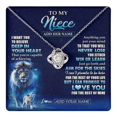 Love Knot Necklace 14K White Gold Finish | 1 | Personalized To My Niece Necklace From Uncle Believe Your Heart Niece Gift Birthday Graduation Christmas Customized Gift Box Message Card | teecentury.myshopify