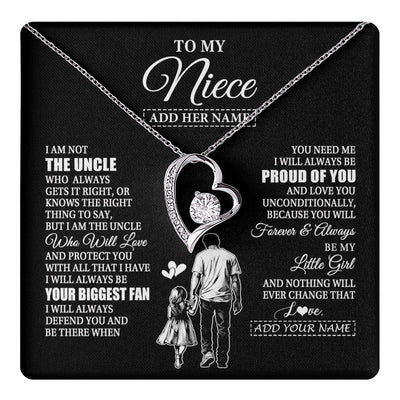 Forever Love Necklace 14K White Gold Finish | 1 | Personalized To My Niece Necklace From Uncle Biggest Fan Birthday Gifts For Niece From Uncle Niece Graduation Christmas Customized Gift Box Message Card | teecentury.myshopify