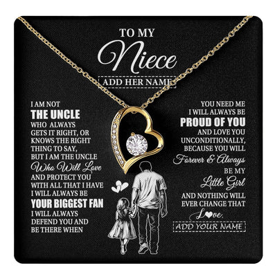 Forever Love Necklace 18K Yellow Gold Finish | 1 | Personalized To My Niece Necklace From Uncle Biggest Fan Birthday Gifts For Niece From Uncle Niece Graduation Christmas Customized Gift Box Message Card | teecentury.myshopify