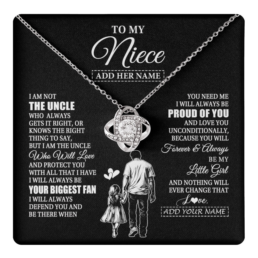 Love Knot Necklace 14K White Gold Finish | 1 | Personalized To My Niece Necklace From Uncle Biggest Fan Birthday Gifts For Niece From Uncle Niece Graduation Christmas Customized Gift Box Message Card | teecentury.myshopify