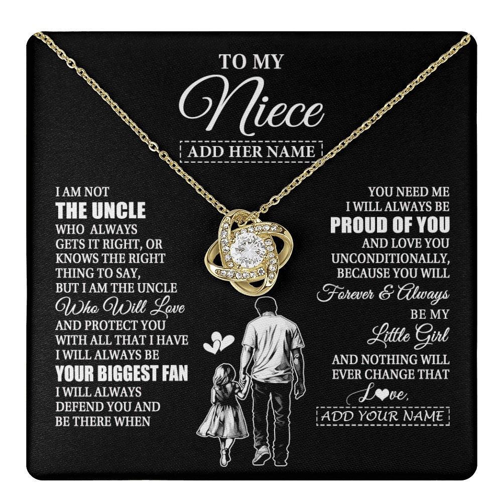 Love Knot Necklace 18K Yellow Gold Finish | 1 | Personalized To My Niece Necklace From Uncle Biggest Fan Birthday Gifts For Niece From Uncle Niece Graduation Christmas Customized Gift Box Message Card | teecentury.myshopify
