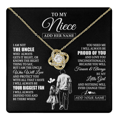 Love Knot Necklace 18K Yellow Gold Finish | 1 | Personalized To My Niece Necklace From Uncle Biggest Fan Birthday Gifts For Niece From Uncle Niece Graduation Christmas Customized Gift Box Message Card | teecentury.myshopify