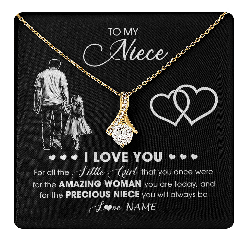 Alluring Beauty Necklace 18K Yellow Gold Finish | 1 | Personalized To My Niece Necklace From Uncle I Love You Little Girl Niece Birthday Graduation Christmas Jewelry Customized Gift Box Message Card | teecentury