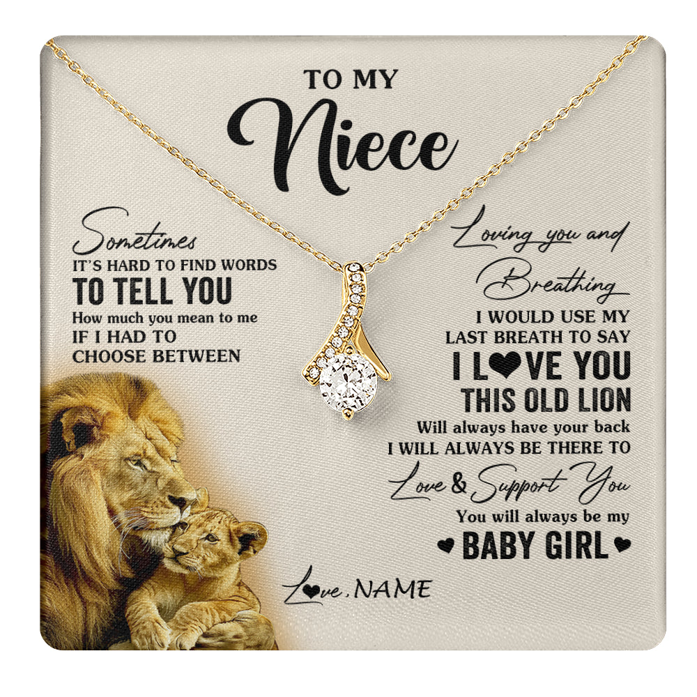 Alluring Beauty Necklace 18K Yellow Gold Finish | 1 | Personalized To My Niece Necklace From Uncle I Love You This Old Lion Niece Birthday Graduation Christmas Jewelry Customized Gift Box Message Card | teecentury