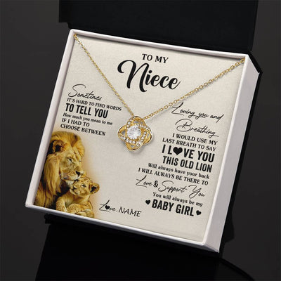 Love Knot Necklace 18K Yellow Gold Finish | 2 | Personalized To My Niece Necklace From Uncle I Love You This Old Lion Niece Birthday Graduation Christmas Jewelry Customized Gift Box Message Card | teecentury