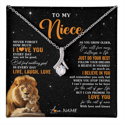Alluring Beauty Necklace 14K White Gold Finish | 1 | Personalized To My Niece Necklace From Uncle Live Laugh Love Lion Niece Birthday Gifts Positive Graduation Christmas Customized Gift Box Message Card | teecentury
