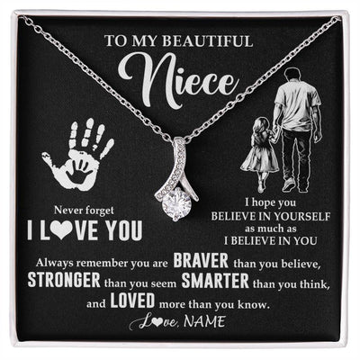 Alluring Beauty Necklace 14K White Gold Finish | 1 | Personalized To My Niece Necklace From Uncle Never Forget I Love You Niece Birthday Gifts Christmas New Year Graduation Customized Gift Box Message Card | teecentury