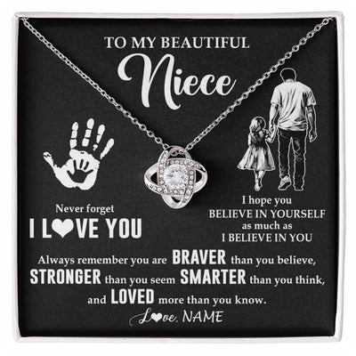 Love Knot Necklace 14K White Gold Finish | 1 | Personalized To My Niece Necklace From Uncle Never Forget I Love You Niece Birthday Gifts Christmas New Year Graduation Customized Gift Box Message Card | teecentury