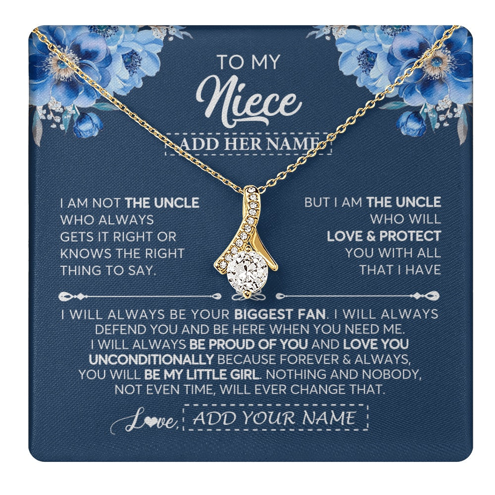 Alluring Beauty Necklace 18K Yellow Gold Finish | 1 | Personalized To My Niece Necklace From Uncle Proud Of You Birthday Gifts For Niece Jewelry Gifts Graduation Christmas Customized Gift Box Message Card | https://teecentury.