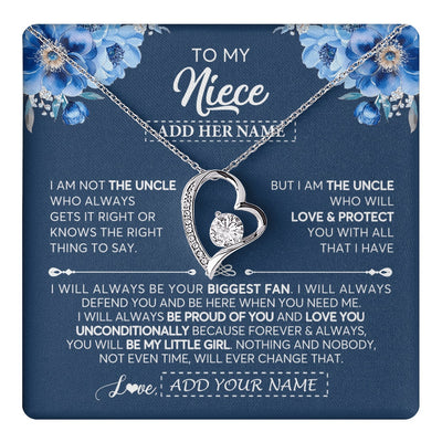 Forever Love Necklace 14K White Gold Finish | 1 | Personalized To My Niece Necklace From Uncle Proud Of You Birthday Gifts For Niece Jewelry Gifts Graduation Christmas Customized Gift Box Message Card | https://teecentury.