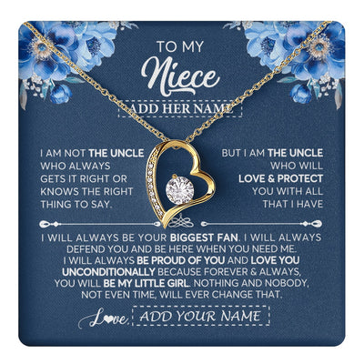 Forever Love Necklace 18K Yellow Gold Finish | 1 | Personalized To My Niece Necklace From Uncle Proud Of You Birthday Gifts For Niece Jewelry Gifts Graduation Christmas Customized Gift Box Message Card | https://teecentury.