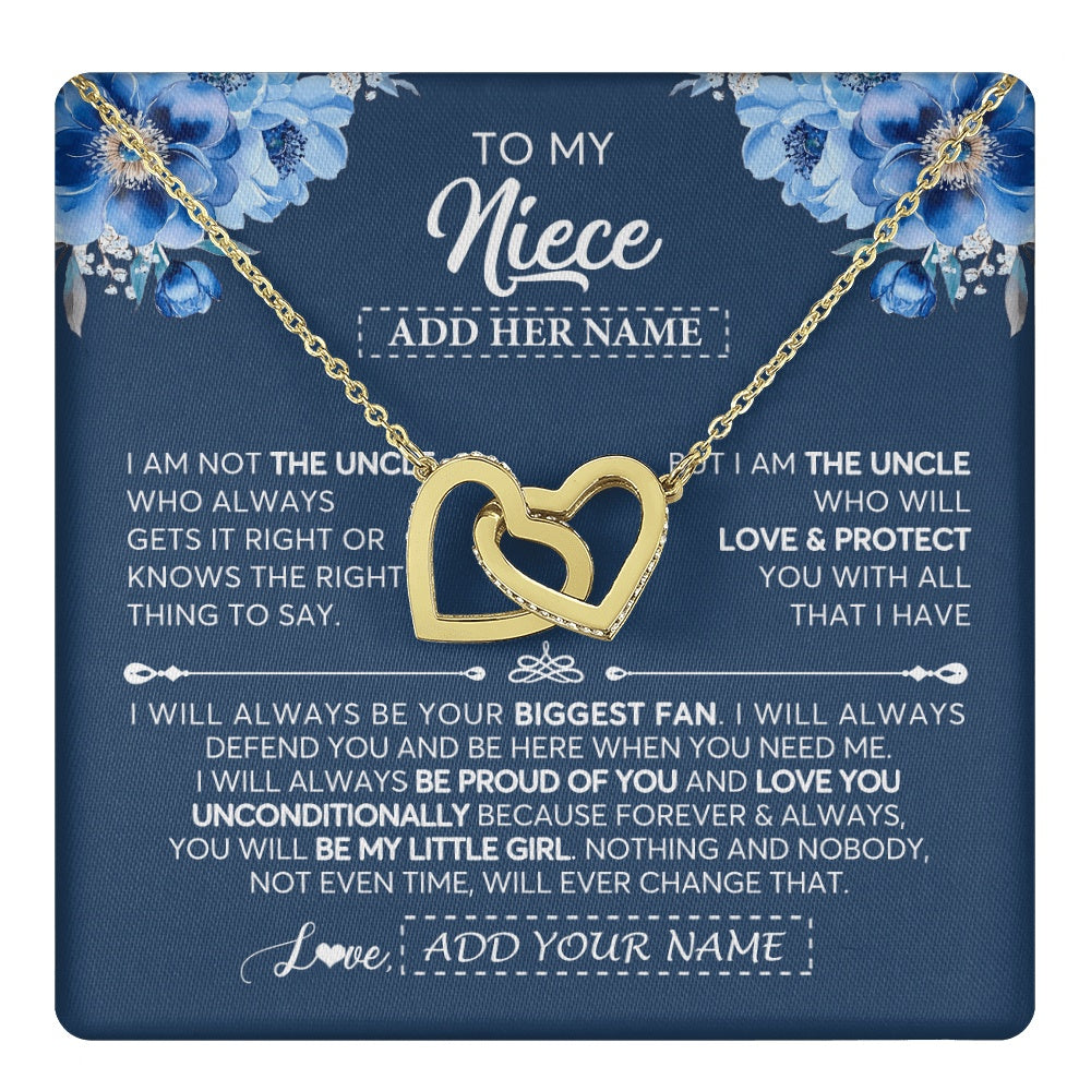 Interlocking Hearts Necklace 18K Yellow Gold Finish | 1 | Personalized To My Niece Necklace From Uncle Proud Of You Birthday Gifts For Niece Jewelry Gifts Graduation Christmas Customized Gift Box Message Card | https://teecentury.