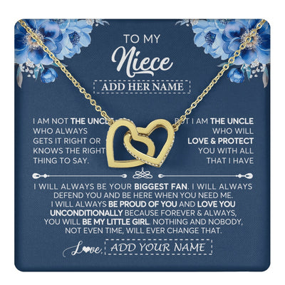 Interlocking Hearts Necklace 18K Yellow Gold Finish | 1 | Personalized To My Niece Necklace From Uncle Proud Of You Birthday Gifts For Niece Jewelry Gifts Graduation Christmas Customized Gift Box Message Card | https://teecentury.