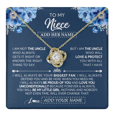 Love Knot Necklace 18K Yellow Gold Finish | 1 | Personalized To My Niece Necklace From Uncle Proud Of You Birthday Gifts For Niece Jewelry Gifts Graduation Christmas Customized Gift Box Message Card | https://teecentury.