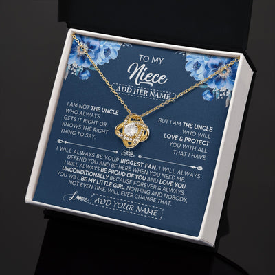 Love Knot Necklace 18K Yellow Gold Finish | 2 | Personalized To My Niece Necklace From Uncle Proud Of You Birthday Gifts For Niece Jewelry Gifts Graduation Christmas Customized Gift Box Message Card | https://teecentury.