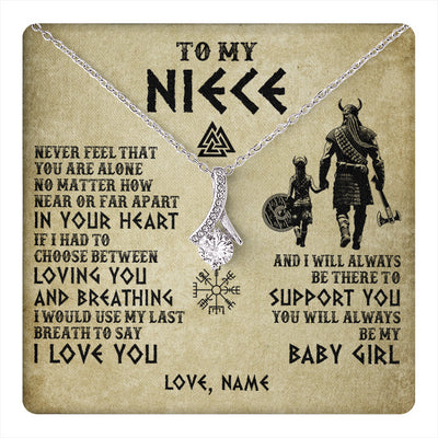 Alluring Beauty Necklace 14K White Gold Finish | 1 | Personalized To My Niece Necklace From Uncle Viking Never Feel That You Are Alone Viking Niece Birthday Gifts Jewelry Christmas Gift Box Message Card | teecentury