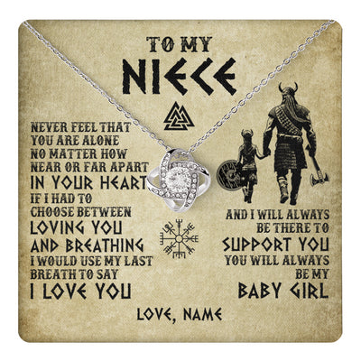 Love Knot Necklace 14K White Gold Finish | 1 | Personalized To My Niece Necklace From Uncle Viking Never Feel That You Are Alone Viking Niece Birthday Gifts Jewelry Christmas Gift Box Message Card | teecentury
