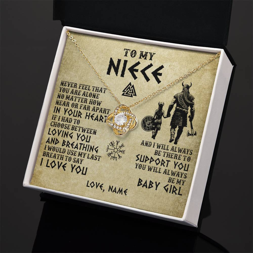 Love Knot Necklace 18K Yellow Gold Finish | 2 | Personalized To My Niece Necklace From Uncle Viking Never Feel That You Are Alone Viking Niece Birthday Gifts Jewelry Christmas Gift Box Message Card | teecentury