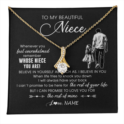 Alluring Beauty Necklace 18K Yellow Gold Finish | 1 | Personalized To My Niece Necklace From Uncle Whenever You Feel Overwhelmed Niece Pendant Jewelry Birthday Christmas Customized Message Card | teecentury