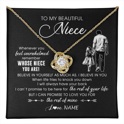 Love Knot Necklace 18K Yellow Gold Finish | 1 | Personalized To My Niece Necklace From Uncle Whenever You Feel Overwhelmed Niece Pendant Jewelry Birthday Christmas Customized Message Card | teecentury