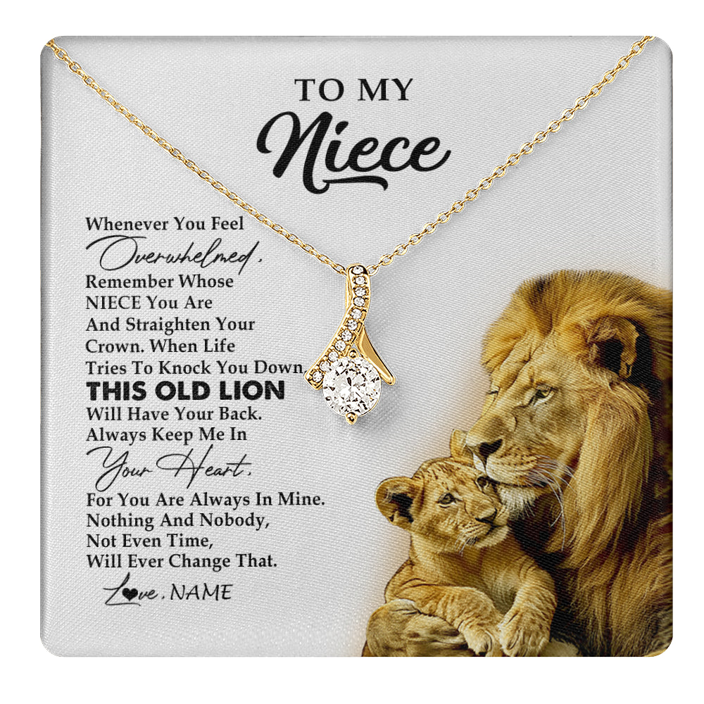 Alluring Beauty Necklace 18K Yellow Gold Finish | 1 | Personalized To My Niece Necklace From Uncle Whenever You Fell Overwhelmed Lion Niece Pendant Birthday Graduation Christmas Customized Gift Box Message Card | teecentury
