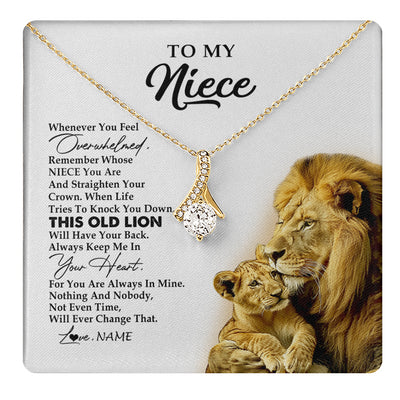 Alluring Beauty Necklace 18K Yellow Gold Finish | 1 | Personalized To My Niece Necklace From Uncle Whenever You Fell Overwhelmed Lion Niece Pendant Birthday Graduation Christmas Customized Gift Box Message Card | teecentury