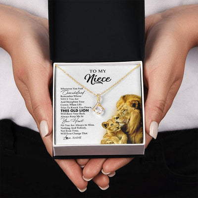 Alluring Beauty Necklace 18K Yellow Gold Finish | 2 | Personalized To My Niece Necklace From Uncle Whenever You Fell Overwhelmed Lion Niece Pendant Birthday Graduation Christmas Customized Gift Box Message Card | teecentury