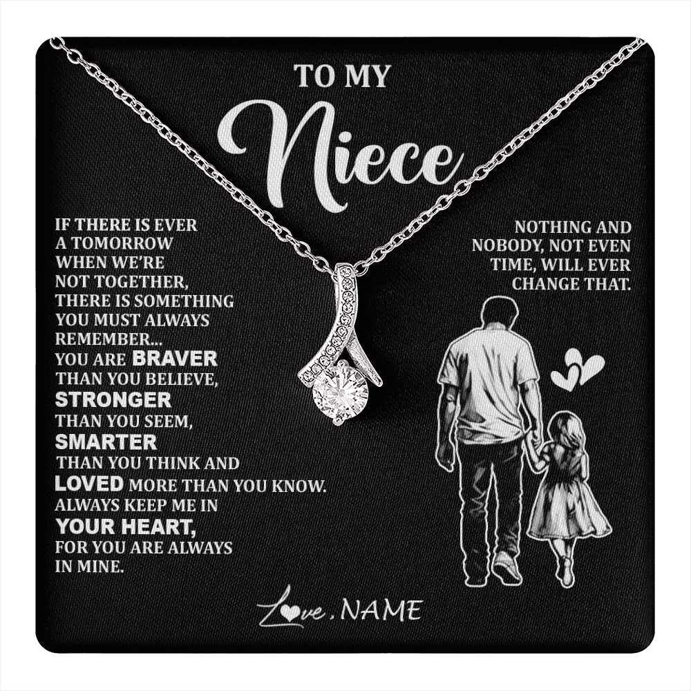 Alluring Beauty Necklace 14K White Gold Finish | 1 | Personalized To My Niece Necklace From Uncle You Are Always In Mine Beautiful Niece Jewelry Gifts Birthday Graduation Christmas With Gift Box Message Card | teecentury