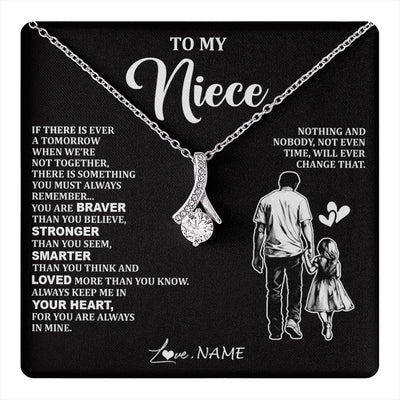 Alluring Beauty Necklace 14K White Gold Finish | 1 | Personalized To My Niece Necklace From Uncle You Are Always In Mine Beautiful Niece Jewelry Gifts Birthday Graduation Christmas With Gift Box Message Card | teecentury