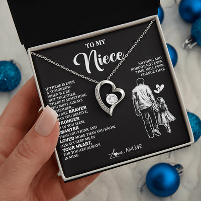 Forever Love Necklace 14K White Gold Finish | 2 | Personalized To My Niece Necklace From Uncle You Are Always In Mine Beautiful Niece Jewelry Gifts Birthday Graduation Christmas With Gift Box Message Card | teecentury